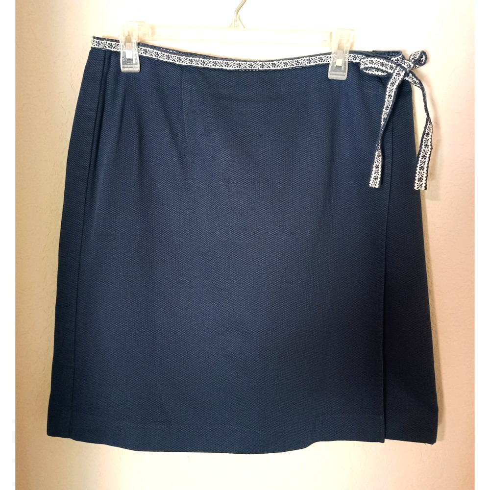 Pendleton Petite Medium Blue Textured Knee Length Wrap Skirt Lined Sz 16P